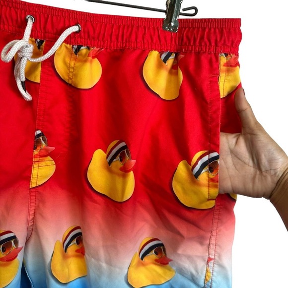 NEFF Board Shorts Men’s sz. XL Ducky Red Blue Drawstring Hot Tub Swimming Trunk - Picture 6 of 9